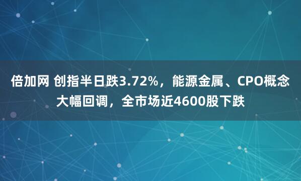 倍加网 创指半日跌3.72%，能源金属、CPO概念大幅回调，全市场近4600股下跌